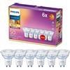 Philips Lighting Philips LED Faretto 6 pz, Equivalente a 50W, Attacco GU10, Luce Bianca Calda, Dimmerabile