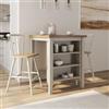 DEGHI Tavolo alto 90x75 cm top rovere chiaro e gambe bianco antico con vani laterali - Maren