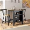 DEGHI Tavolo alto 90x75 cm top rovere chiaro e gambe nero con vani laterali - Maren
