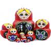 Boerni Set di 10 Bambole Rosse Nidificate, Bionda Ragazza Strass Fiore Legno Fatto a Mano, Bambole Matrioska, Regali per Bambini Compleanno Casa Natale Festa Decorazione