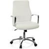 HJH Office 720007 Poltrona direzionale TEWA in ecopelle bianco crema per ufficio moderno, schienale basso ergonomico