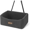 PAWBOSE Seggiolino auto per cani, Seggiolino per per cani di peso inferiore a 25 kg o per 2 cani di piccola taglia, Seggiolino auto per animali domestici grigio rialzato, Letto auto per lavabile