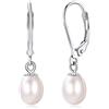 FOCALOOK Orecchini Donna Argento 925 con Perla Orecchini Argento con Perla Orecchini Pendenti con Perla Argento d'Acqua Dolce con Confezione Regalo