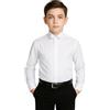 SIRRI Camicia da Smoking da Ragazzo Slim Fit con Colletto ad Ala e Gemelli Staccabili - Camicia Bianca in Misto Cotone per Occasioni Formali misurare 15-16 Anni