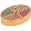 BELLE VOUS Scatola Porta Oggetti Legno Tonda con 4 Scomparti e Coperchio - 29 x 12 cm - Cassetta Legno Portaoggetti per Bustine di Tè, Oggetti da Conservare, Gioielli, Oggetti Artigianali
