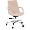 HJH Office 670984 Sedia girevole SARANTO II Tessuto Beige Poltrona moderna dall'aspetto retrò con rotelle, regolabile in altezza