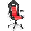 HJH Office 621889 Sedia da Ufficio Girevole GAME SPORT Pelle Sintetica, Poltrona da Gaming, Braccioli ripiegabile, Bianco/Nero/Rosso