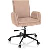 HJH Office 660947 Sedia girevole con rotelle FLOW PRO Velvet Beige Sedia da scrivania Poltrona moderna, comodamente imbottita, funzione dondolo