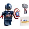LEGO Supereroi: Capitan America Minifigure con Scudo e Mjolnir