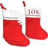 Jonami 10 Calze Befana da Riempire, Calze di Natale Vuota Grande. Calza dal Design Tradizionale Rosso e Bianco. Decorazioni e Accessori di Natale da Appendere.