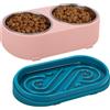 Belle Vous Ciotola Cani Rialzata per Cibo e Acqua Rosa - 2 x 350 ml Ciotole Acciaio con 30.5 x 15 x 9 cm Supporto Rialzato Antiscivolo - Per Cani e Gatti di Taglia Piccola, Media