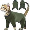 PUMYPOREITY Cappottino per Gatti, Vestito Invernale Maglione Flecce Morbido Body Chirurgico Maglietta Pigiama Quattro Zampe Onesie Primavera Autunno Inverno (Verde Militare, S)