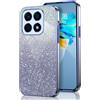 GOGME Glitter Cover per Huawei Honor X8a, Tlaio Elettrolitico Silicone TPU Antiurto Trasparente/Brillare Protective Custodia. Blu