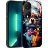 YUXING Cover per Honor 90 Smart/Honor X7b - Abstact Art Geometry Pattern Antigraffio Vetro Back Cover, Custodia Antiurto Antiscivolo Sottile (Dog)