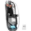 UrChoiceLtd T900 Mouse wireless Bluetooth, mouse cordless sottile multi-dispositivo (doppia modalità: BT 5.1/5.2 + 2.4G), batteria da 400 mAh Mouse USB ottico trasparente da 2400 DPI (nero)