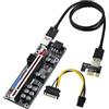 MZHOU 10 condensatori PCI-E 1 X fino a 16 X Riser Card per Bitcoin Ethereum Mining con cavo di prolunga USB 3.0 da 0,6 m e cavo di alimentazione SATA a 6 pin - GPU Expander Riser Card - (V011-PRO,1