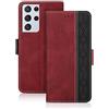 Vaitasy Custodia Samsung Galaxy S21 Ultra 5G, Flip Pelle PU Portafoglio Cover con Supporto Funzione Magnetica Protettiva Custodia Compatibile con Galaxy S21 Ultra, Rosso