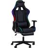 Totò Piccinni Sedia Gaming REMBOGAME con led Rgb integrati Ergonomica Reclinabile Girevole con cuscini in similpelle (Nero Led)