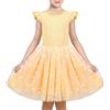 Sunny Fashion Vestito Bambina Giallo A Strisce Margherita Increspatura Tulle Festa Vacanza Cotone 8 Anni