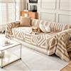 VanderHOME Copridivano in Ciniglia Stile Boho, Coperta Decorativa Multifunzionale, Foulard Copridivano, Adatta per divano, Letto, Poltrona, per tutte le stagioni con frangia 180 * 90cm-Curry chiaro