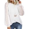 Tuopuda Camicia Donna Camicette Girocollo Maglie a Manica Lunga Tunica Bluse Maniche a Palloncino Elegante Magliette in Pizzo Casual Shirts Tops Classico Autunno Inverno, Bianca, XL
