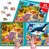 QUOKKA Puzzle Magnetico 3 4 Anni - 2x48 Pezzi Puzzle Bambini 5 6 Anni - Giochi da Viaggio per Ragazze e Ragazzi - Libro Magnetico Animali Africani e Marini - Intrattenere Bambini In Aereo et Auto
