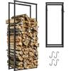 Outsunny Portalegna da Interno ed Esterno Regolabile in Metallo con Ganci a S, 40-65x25x100-150 cm, Nero