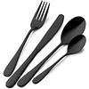 PINTINOX Prima Collection, Set da 24 Posate Serie Dream, Acciaio Inox, Colore: Nero, con Scatola Regalo (6 persone)