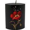 Dekohelden24 Candela di alta qualità con orchidea/candela di orchidea/ovale/nero con fiore rosso/L/L/A: ca. 8 x 3,5 x 9,5 cm.