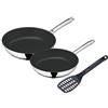 WMF Devil - Set di 3 padelle a induzione, 24, 28 cm, con spatola, Rivestimento in Acciaio Inox Cromargan, Rivestimento in Ceramica, Resistente al Forno