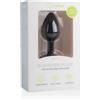 Easytoys Diamond - plug anale nero con pietre bianche (piccolo)