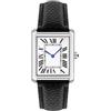 DMKTG Luxury New Quartz Movement Watch for Men Women Fashion Square Tanks Simple Genuine Black Leather Silver Wristwatch, argento