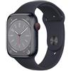 Apple Watch Series 8 GPS, Cassa 41 mm in alluminio color mezzanotte con Cinturino Sport mezzanotte - Regular