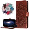 MRSTER Custodia in pelle Premium per Honor 8X, [supporto per carte di credito] [chiusura magnetica] a portafoglio per Huawei Honor 8X. LD Mandala Brown