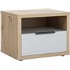 Composad | Comodino della Linea VELATA con 1 Cassetto e 1 vano, Comodino Moderno ed Elegante, (LxAxP) 52x41,1x40,5 cm, Colore Rovere Oak Mielato e Grigio Laccato, Made in Italy