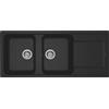 ELLECI Lavello Cucina 2 Vasche da Incasso con Gocciolatoio Larghezza 116 cm materiale Granitek colore Nero 40 - LG250040 Life 500