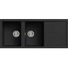 ELLECI Lavello Cucina Fragranite 2 Vasche Incasso con Gocciolatoio Larghezza 116 cm materiale Granitek colore Nero 40 - LGU50040 Unico 500