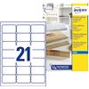 Avery Italia-Zweckform Avery Italia J8560-25 Etichette adesive trasparenti, formato etichetta 63,5x38.1mm, 21 etichette per foglio, adesivo permanente, stampanti inkjet, 25 fogli per confezione