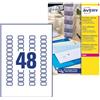 Avery Italia L7553-25 Etichette adesive trasparenti lucide, 25 fogli A4, rettangolari 22x12,7mm, 48 etichette per foglio, adesivo permanente, stampanti laser