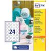 Avery Italia L4851REV-25 Etichette adesive in carta bianca adesivo rimovibile nessun residuo, 25 fogli A4, rotonde diam 37mm, 24 etichette per foglio, adesivo rimovibile, stampanti laser e inkjet