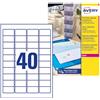Avery Italia L7781-25 Etichette adesive trasparenti lucide, 25 fogli A4, rettangolari 45,7x25,4mm, 40 etichette per foglio, adesivo permanente, stampanti laser