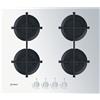 INDESIT ING 61T/WH - ING61T/WH Piano cottura Gas larghezza 60 cm Finitura Vetro colore BIANCO - 4 Fuochi - Griglie Ghisa - F159014