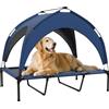 PawHut Cuccia per Cani Taglia Grande con Tettuccio Protettivo, in Acciaio e Poliestere, 106x76x94 cm, Blu Scuro|Aosom