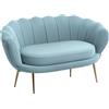 HOMCOM Divanetto 2 Posti in Stile Industrial Chic in Tessuto Effetto Velluto e Metallo, 130x77x77 cm, Azzurro