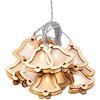 DecoKing 10 luci a LED con timer, campane in legno, bianco caldo, statico, a batteria, in legno