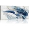 FajerminArt Grande Quadri su Tela Con Cornice, Astratto Cerchi Astratti Blu e Grigi Quadro Tela Moderni Stampa su tela Poster Pittura Soggiorno Camera da letto ristorante Decorazione Murale Quadro 120x50cm