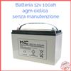 MKC Batteria 12V 100Ah CICLICA fotovoltaico solare camper barca come Fiamm 12FGL100