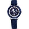 Swarovski Orologio Octea Moon, Fabbricato in Svizzera, Luna, Cinturino in pelle, Blu, Acciaio inossidabile