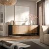 DEGHI Madia 200x74h cm rovere rustico e nero cannettato con 4 ante - Danielle