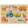 Goki Steckpuzzle Traktor mit Anhängern: 30 x 21 x 2,4 cm, Holz, 9 Teile, per Stück